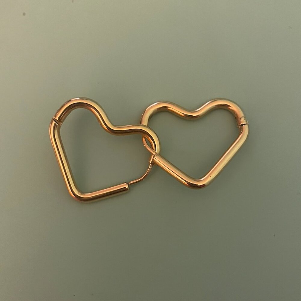 18k Gold Plated Stainless Steel Everyday Heart Hoop Earrings